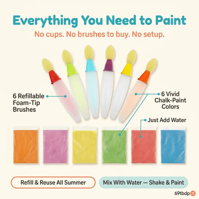 Sidewalk Chalk Paint Brushes (6 colors set)